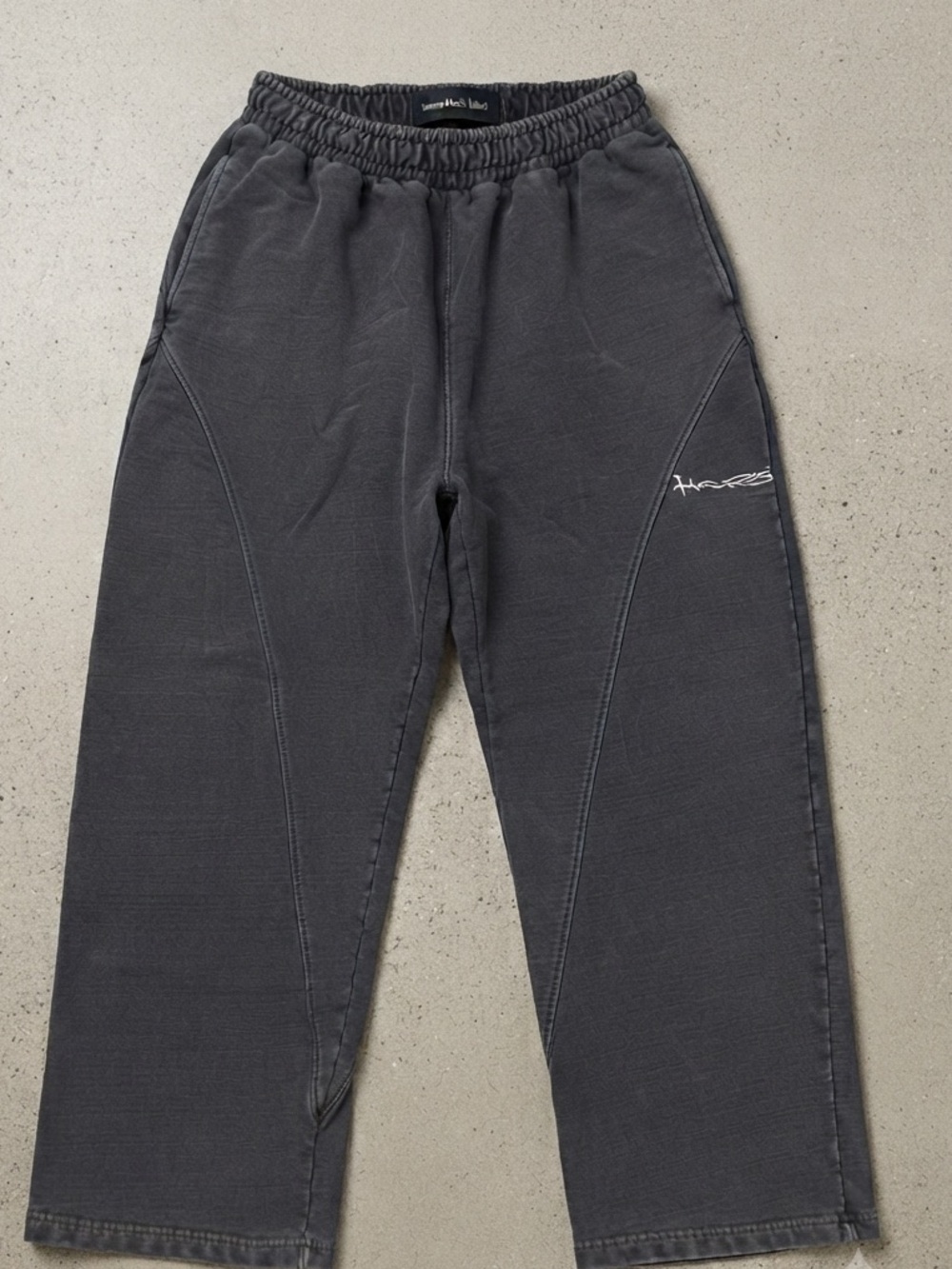 hours Blue Baggy Gray Wide Leg Sweatpants Drawstring Joggers Size L